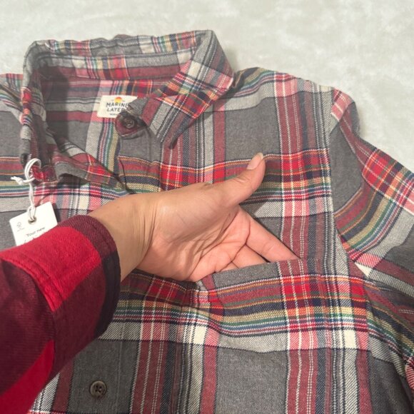 Marine Layer Viola LS relaxed rainbow Plaid Button-Up Long-Sleeve Shirt medium - Picture 7 of 14